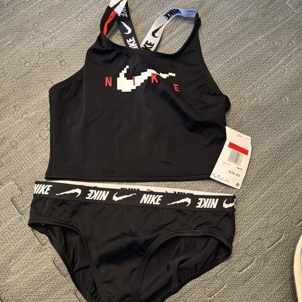 Nike Swim Girls' Cross-Back Midkini Set Black